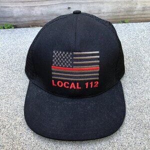 THE CALVERT COMPANY Local 112 Snapback Hat Trucker Cap Black USA Flag One Size​​